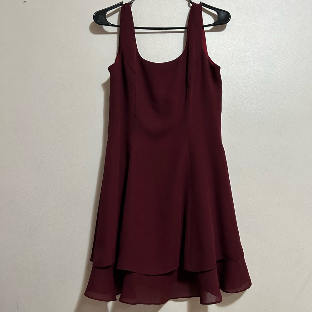 Vintage Sleeveless Burgundy Mini Dress
